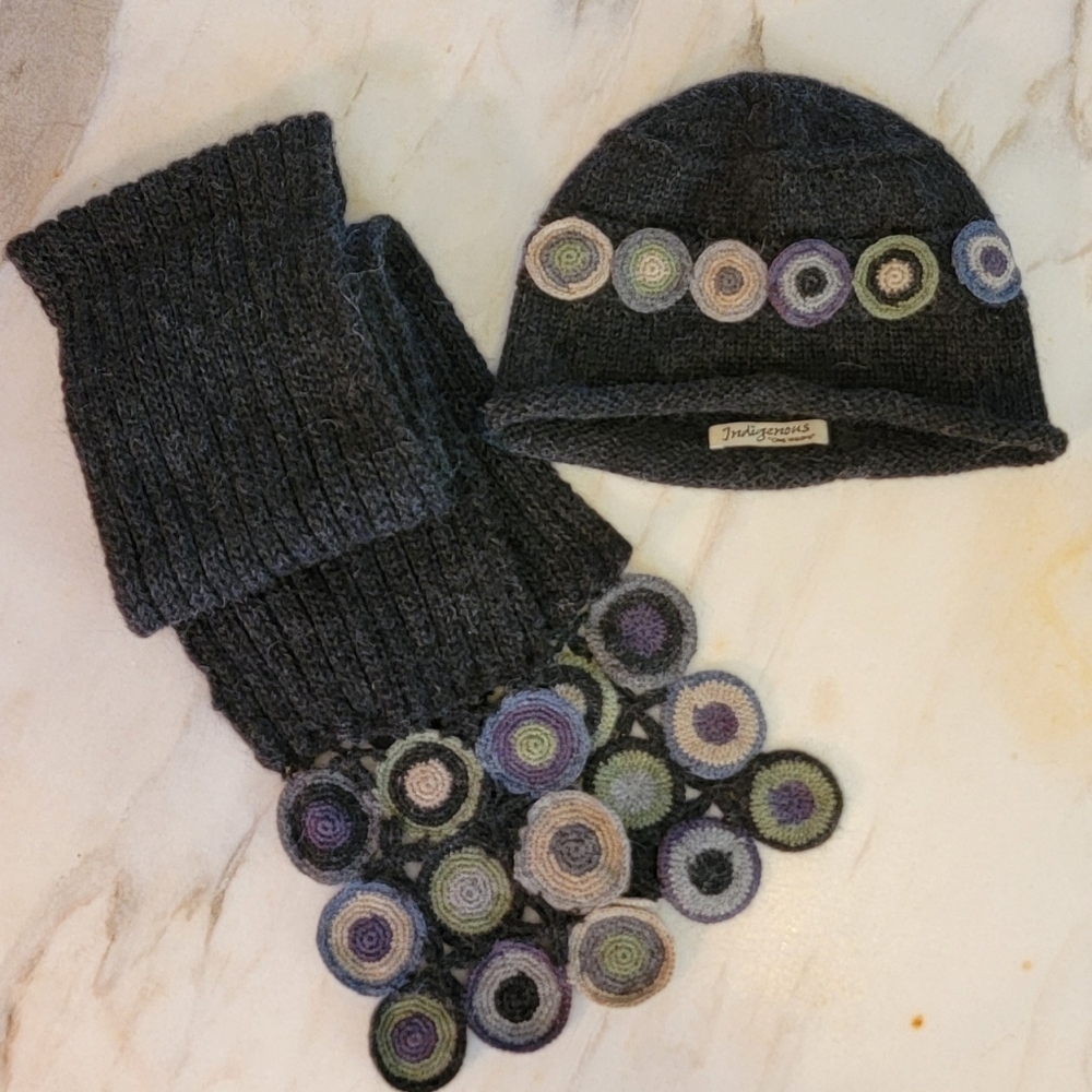 Indigenous Organic Cotton Scarf & Hat NWOT